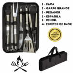 Conjunto de Churrasco De Luxo 9 Peças Inox Profissional C/ Maleta - BM-F1026