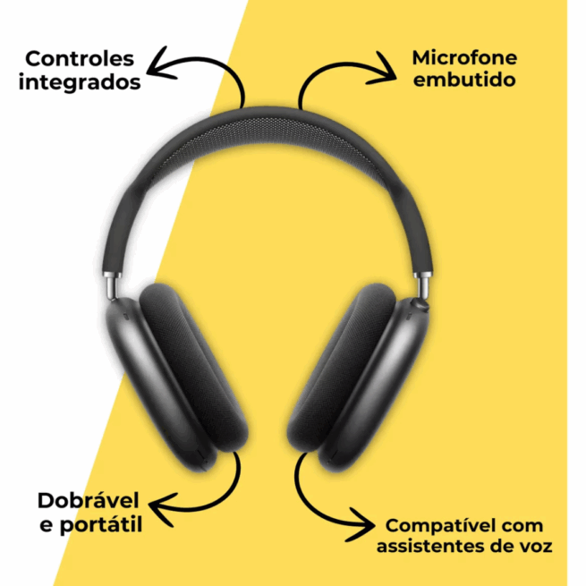 Fone de Ouvido Bluetooth P9 Air Sem Fio - Preto