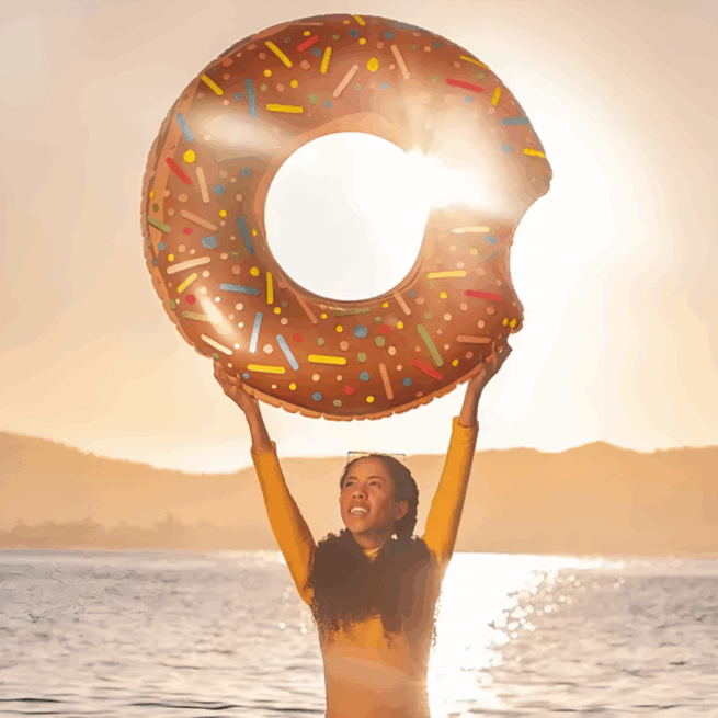 Boia Inflável Donut Rosa ou Marrom MOR – Suporta até 90kg