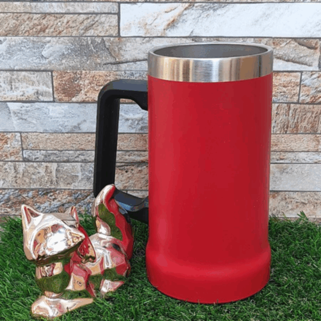 Caneca Térmica Inox de Cerveja 709 ml - Vermelho (Personalizado)