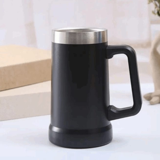 Caneca Térmica Inox de Cerveja 709 ml - Preto (Normal)