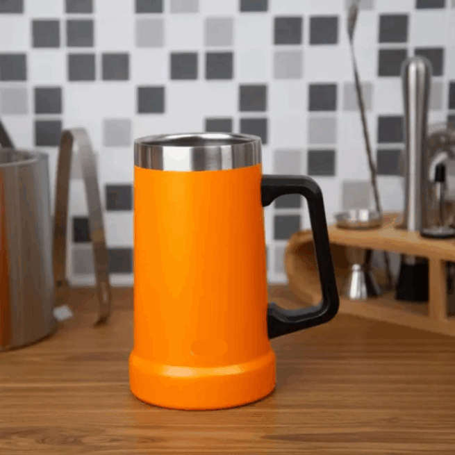 Caneca Térmica Inox de Cerveja 709 ml - Laranja (Personalizado)