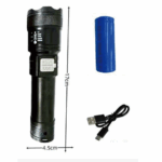 Lanterna Tática com Zoom Telescópico, Carregamento USB – Modelo LAN-7059 – Branco