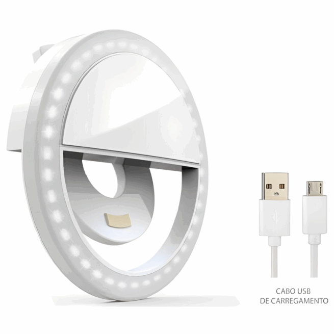 Ring Light Clip para Selfie com LED – Universal para Celular (Cores Sortidas) – Iluminação Perfeita para Fotos