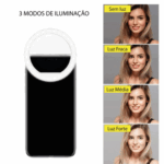 Ring Light Clip para Selfie com LED – Universal para Celular (Cores Sortidas) – Iluminação Perfeita para Fotos