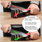 Afiador Amolador de Facas Profissional em Aço Inox com 3 Pontos de Afiar e Base Emborrachada – Corte Preciso