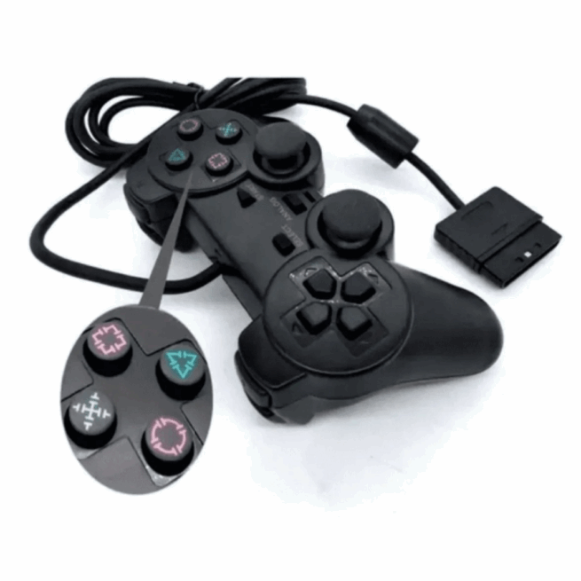 Controle Joystick com Fio para PS2 – Compatível e Resistente