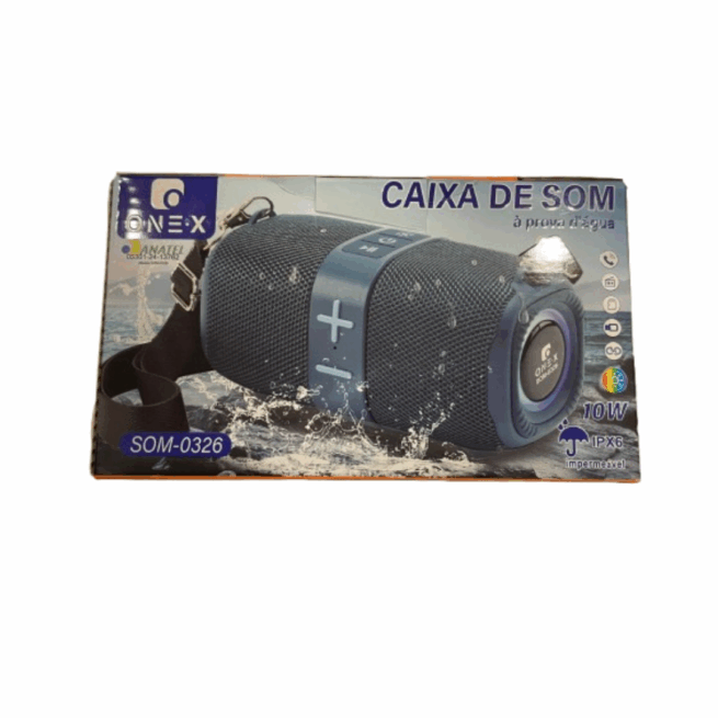 Caixa de Som Bluetooth IPX6 10W com Alça Bivolt – SOM-0326
