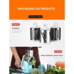 Fatiador Manual Giratório de Legumes 3 em 1 Inox – Praticidade e Versatilidade na Cozinha – BM-A20