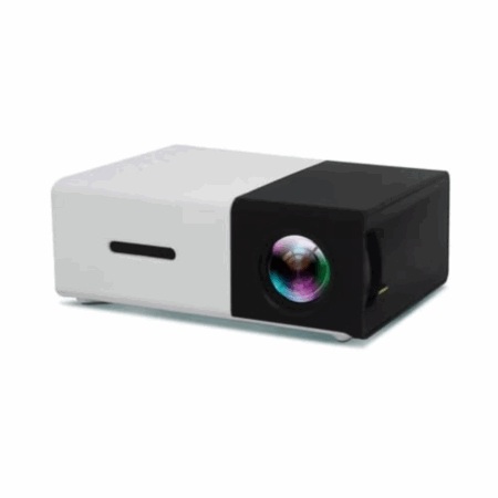 Mini Projetor Portátil LED 1080p com Saída HDMI – 600 Lumens – Preto/Branco