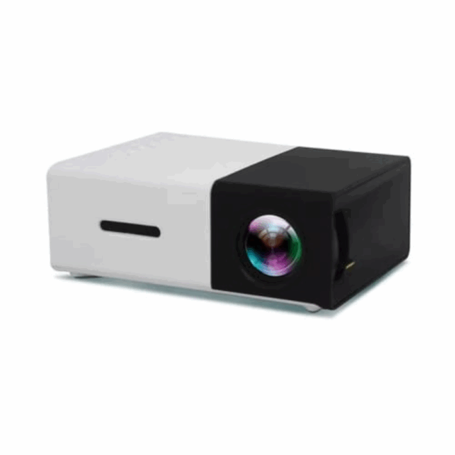 Mini Projetor Portátil LED 1080p com Saída HDMI – 600 Lumens – Preto/Branco