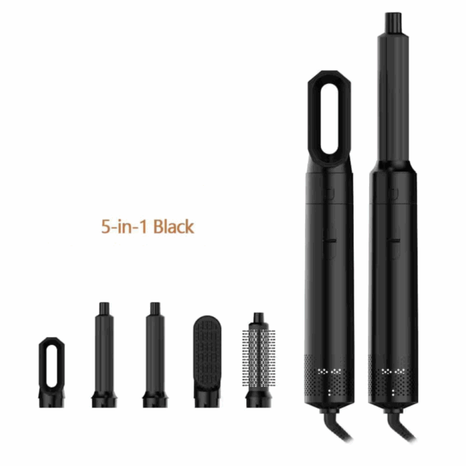 Preta - Escova Secador de Cabelo 5 em 1 Multifuncional 110V – Cabelos Sempre Perfeitos