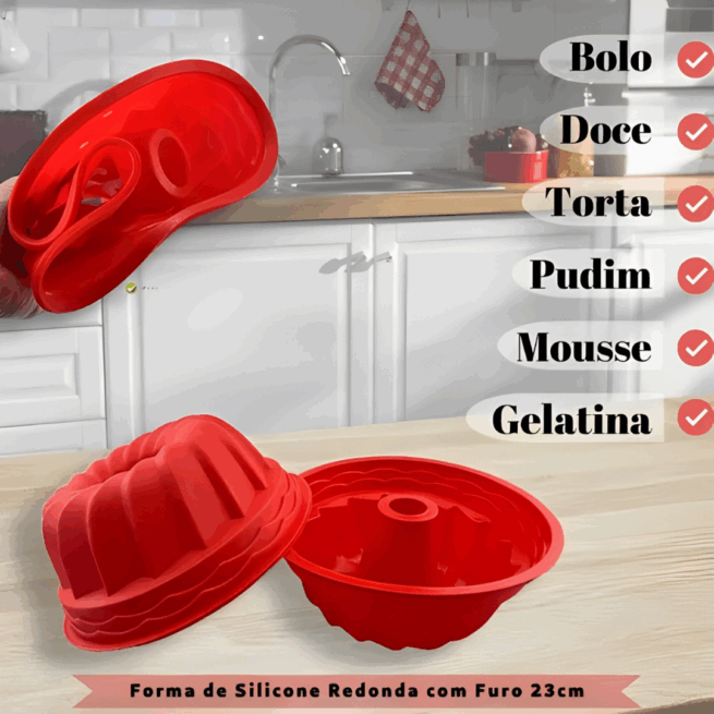 Forma de Silicone com Furo 23x10 cm BK4538