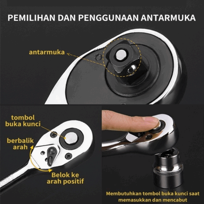 Jogo de Ferramentas 46 Peças com Soquete 1/4, Catraca e Maleta – Vermelha