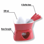 Aparelho Fondue Cerâmica 7 Peças Coração Herstal 320ml – Cores Sortidas