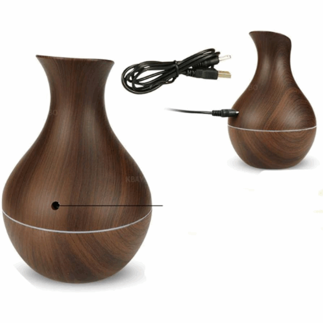 Umidificador Ultrassônico de Ar com LED e Difusor de Aromas - Marrom Bivolt