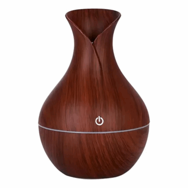 Umidificador Ultrassônico de Ar com LED e Difusor de Aromas - Marrom Bivolt