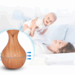 Umidificador de Ar Ultrassônico com Difusor de Aromas e Iluminação LED em Madeira – Bivolt – Ambiente Aconchegante