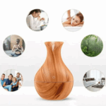 Umidificador de Ar Ultrassônico com Difusor de Aromas e Iluminação LED em Madeira – Bivolt – Ambiente Aconchegante