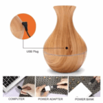 Umidificador de Ar Ultrassônico com Difusor de Aromas e Iluminação LED em Madeira – Bivolt – Ambiente Aconchegante