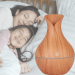 Umidificador de Ar Ultrassônico com Difusor de Aromas e Iluminação LED em Madeira – Bivolt – Ambiente Aconchegante