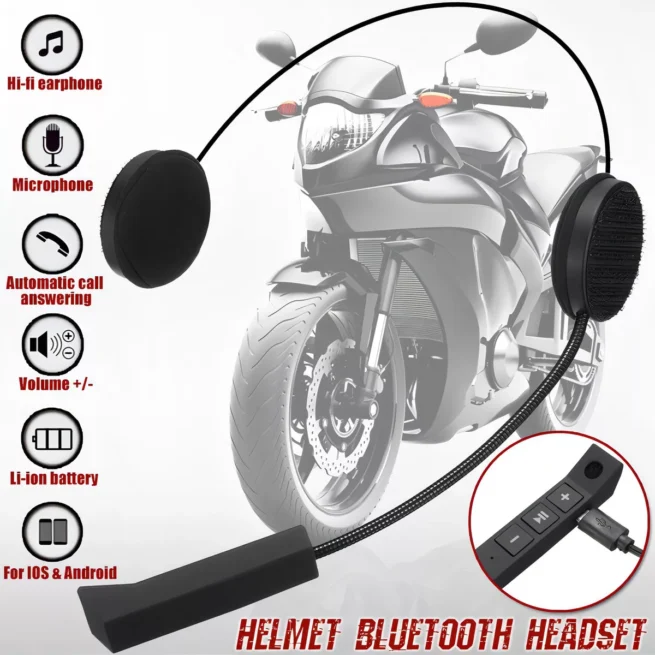 Fone Bluetooth Sem Fio para Capacete de Moto – Hi-Fi com Viva Voz, GPS e Música