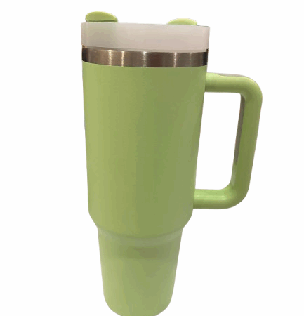 Copo Caneca Inox Normal (1200 ml) com Alça e Canudo – Verde Claro
