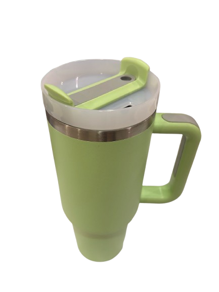Personalizado – Copo Caneca Térmica Inox 1200 ml com Alça e Canudo – Verde Claro