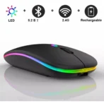 Mouse Recarregável Wireless Bluetooth RGB 2.4GHz 1600 DPI – Alcance de 10 metros – Compatível com PC e Mac