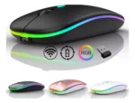 Mouse Recarregável Wireless Bluetooth RGB 2.4GHz 1600 DPI – Alcance de 10 metros – Compatível com PC e Mac