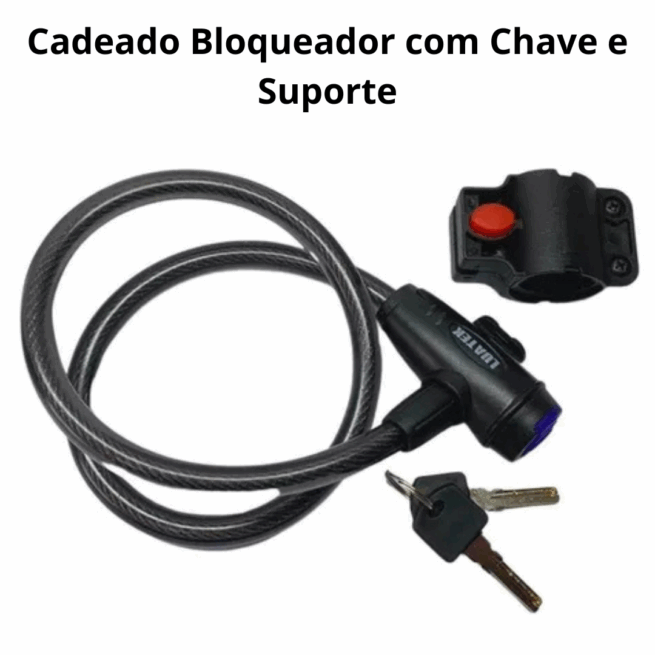 Cadeado Trava para Bicicleta com Chave – Cabo de Aço Reforçado