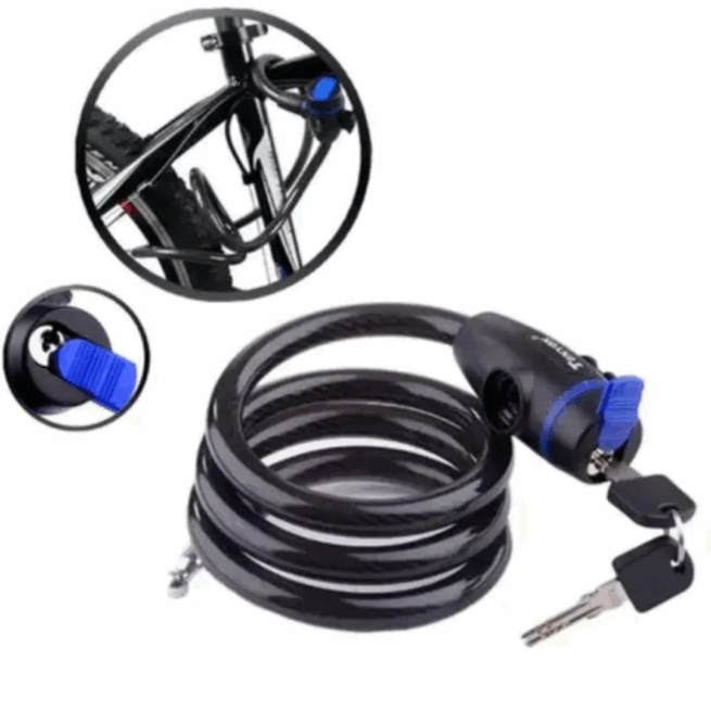 Cadeado Trava para Bicicleta com Chave – Cabo de Aço Reforçado