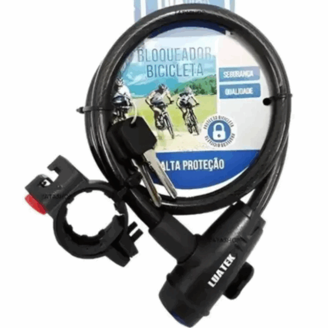 Cadeado Trava para Bicicleta com Chave – Cabo de Aço Reforçado