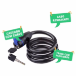 Cadeado Trava para Bicicleta com Chave – Cabo de Aço Reforçado