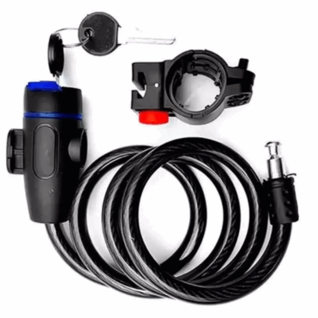 Cadeado Trava para Bicicleta com Chave – Cabo de Aço Reforçado