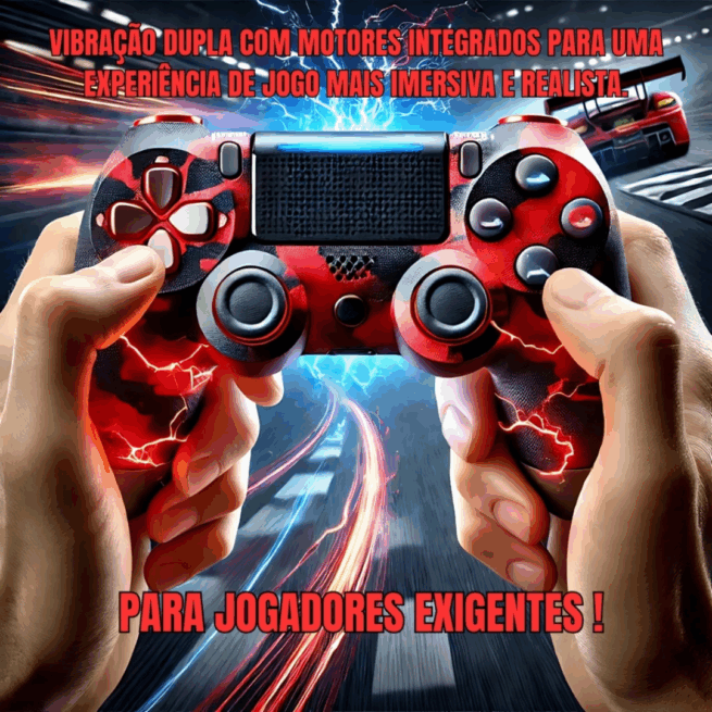 Controle Sem Fio PS4 Bluetooth Joystick Gamer Vermelho Camuflado – Recarregável