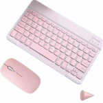 Conjunto Teclado + Mouse Sem Fio Bluetooth para Notebook e Tablet – Rosa