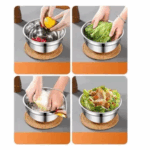 Saladeira Pequena em Aço Inox com Tampa de Silicone – Amarela