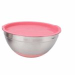 Saladeira Média em Aço Inox com Tampa de Silicone – Rosa