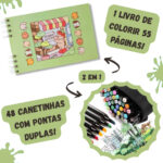Kit Livro para Colorir Bobbie Goods (Verde) + 48 Canetas
