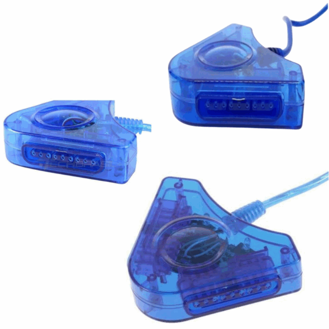 Adaptador Duplo para Controles PlayStation – Cor Azul, Conectividade Fácil