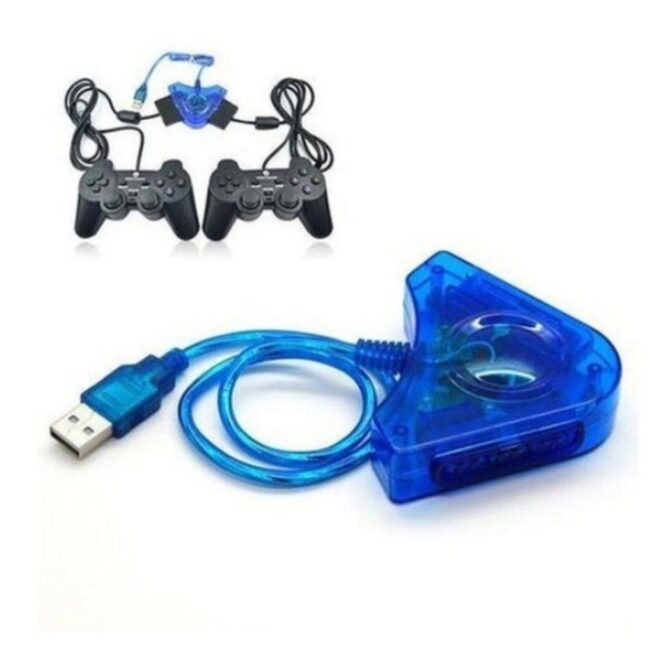 Adaptador Duplo para Controles PlayStation – Cor Azul, Conectividade Fácil