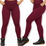 Calça Legging Academia Suplex Premium Vinho – Modelo Lisa, Não Transparente – Tamanho P