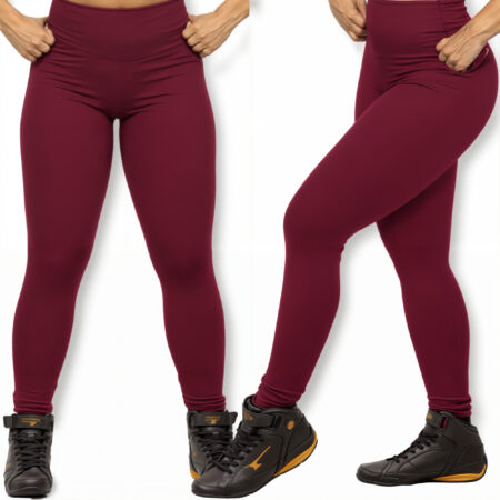 Calça Legging Academia Suplex Premium Vinho – Modelo Lisa, Não Transparente – Tamanho P
