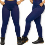 Calça Legging Academia Suplex Premium Azul Escuro – Modelo Lisa, Não Transparente – Tamanho M