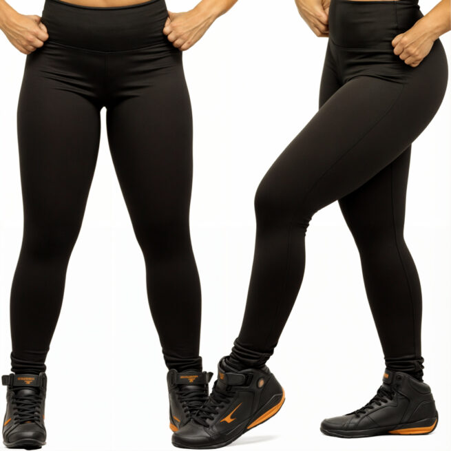 Calça Legging Academia Suplex Premium Preta – Modelo Lisa, Não Transparente – Tamanho GG