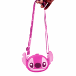 Mini Bolsa Infantil Transversal Ajustável de Silicone – Cabeça Rosa – Charmosa e Prática