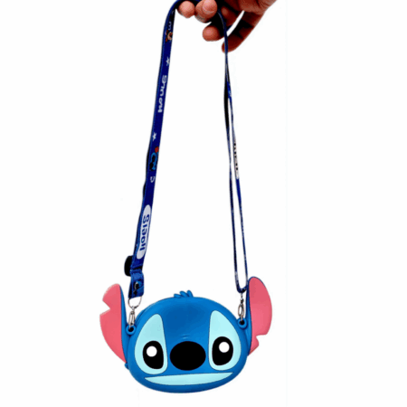 Mini Bolsa Infantil Transversal Ajustável de Silicone – Cabeça Azul – Estilo e Funcionalidade