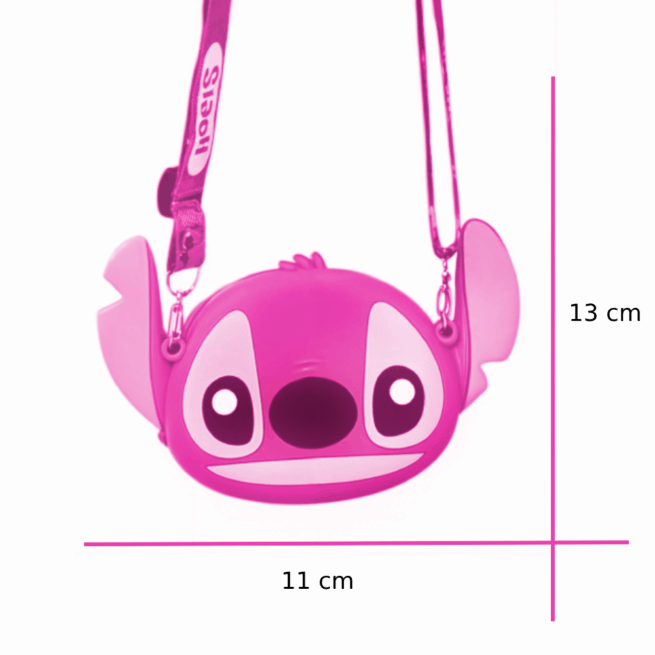 Mini Bolsa Infantil Transversal Ajustável de Silicone – Cabeça Rosa – Charmosa e Prática