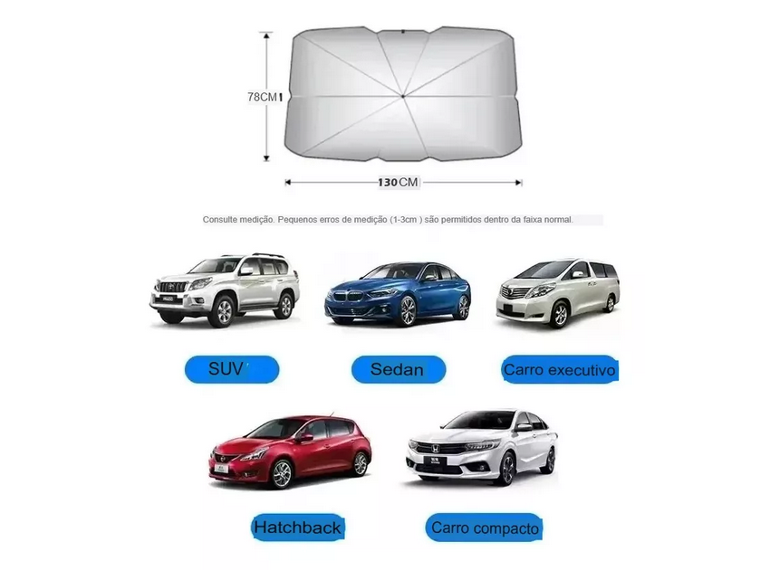 Protetor Solar Automotivo para Parabrisa – Repele Calor e Protege o Interior – BM-F1106